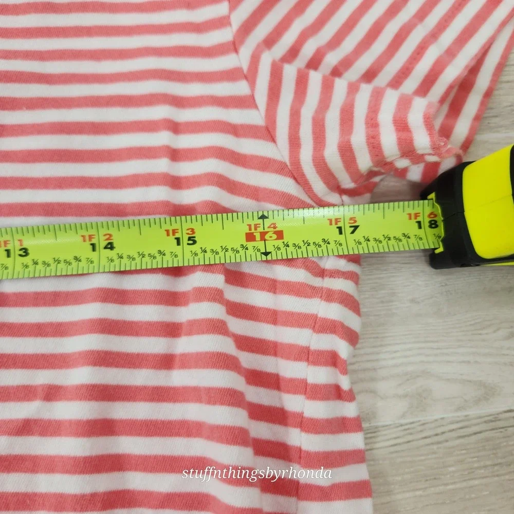 Ralph Lauren Girls/Youth Large Tshirt Stripe Raspberry Pink White Short Sleeve